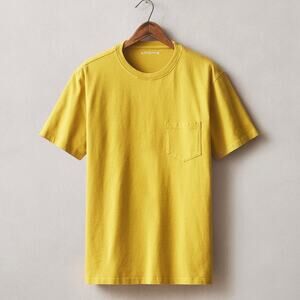 American Giant 100% Cotton Pocket Tee Men's Small Yellow Short Sleeve